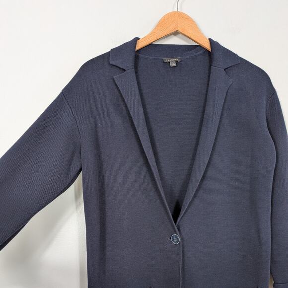 Talbots Sweater Blazer S Blue Oversized Navy Work Office Layer Casual Cardigan - Picture 3 of 9